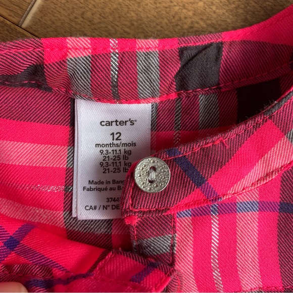 3/$10 CARTERS Baby girl plaid top 12m - Picture 2 of 3
